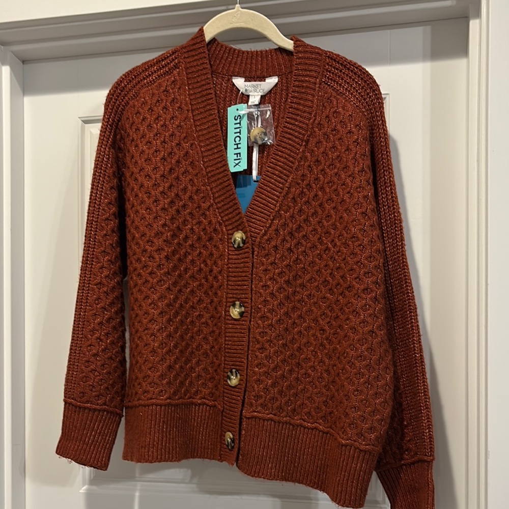Stitch Fix Rust Goldie Cardigan Sweater Market & Spruce NWT size Large
